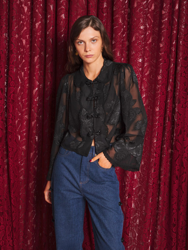 Celeste Floral Top Black / Z
