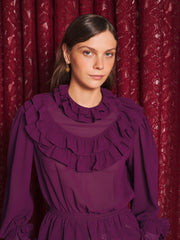 Velora Ruffle Top Dark Fushia / Z