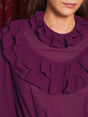 Velora Ruffle Top Dark Fushia / Z