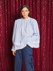 Whisper Lace Trim Top Baby Blue / Z