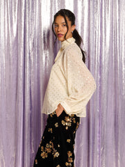 Joan Spot Bow Blouse Ivory Cream / Z