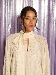 Joan Spot Bow Blouse Ivory Cream / Z
