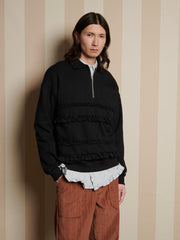 Tommie Ruffle Half Zip Sweat Coal Black / Z