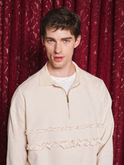 Vela Ruffle Polo Sweatshirt Vintage Cream / Z