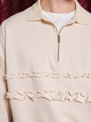 Vela Ruffle Polo Sweatshirt Vintage Cream / Z