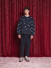 Manon Flower Applique Sweatshirt Navy Blue / Z