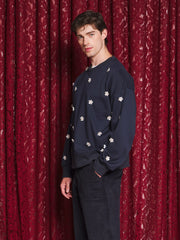 Manon Flower Applique Sweatshirt Navy Blue / Z