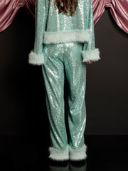 Disco Darling Sequin Trousers Turquoise Green / Z