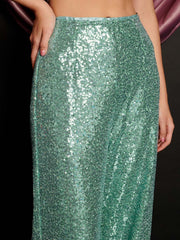 Disco Darling Sequin Trousers Turquoise Green / Z