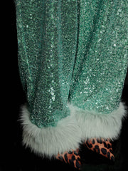 Disco Darling Sequin Trousers Turquoise Green / Z