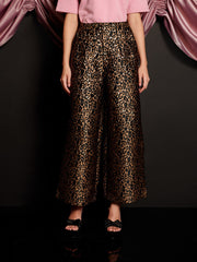 Cherie Leopard Jacquard Trousers Mahogany Brown / Z