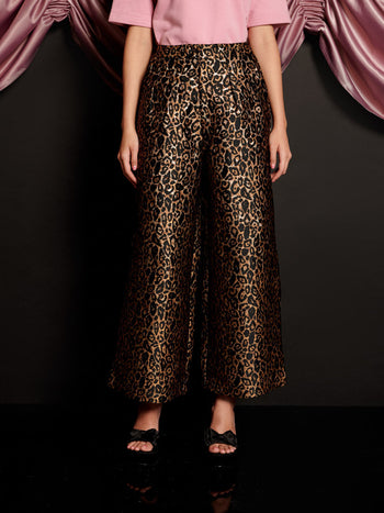 Cherie Leopard Jacquard Trousers Mahogany Brown / Z