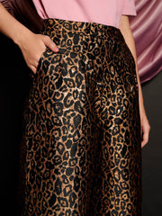 Cherie Leopard Jacquard Trousers Mahogany Brown / Z