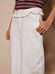 Dappled Denim Trimmed Jeans Pearled White / Z