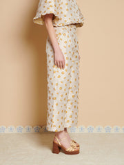 Mora Jacquard  Wide Leg Trousers Mustard Yellow / Z