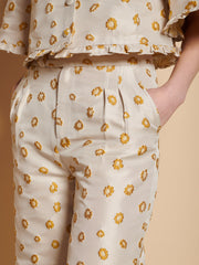 Mora Jacquard  Wide Leg Trousers Mustard Yellow / Z