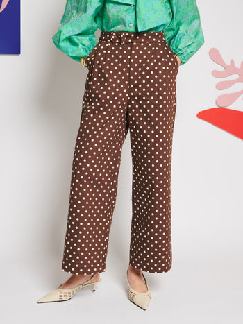 Arles Polka Dot Trousers Chocolate Brown / Z
