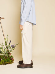 Odilon Ruffle Trim Trousers Ivory Cream / Z